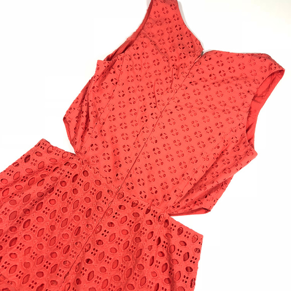 Jessica Simpson Orange Eyelet Fit Flare Dress - Picture 7 of 8